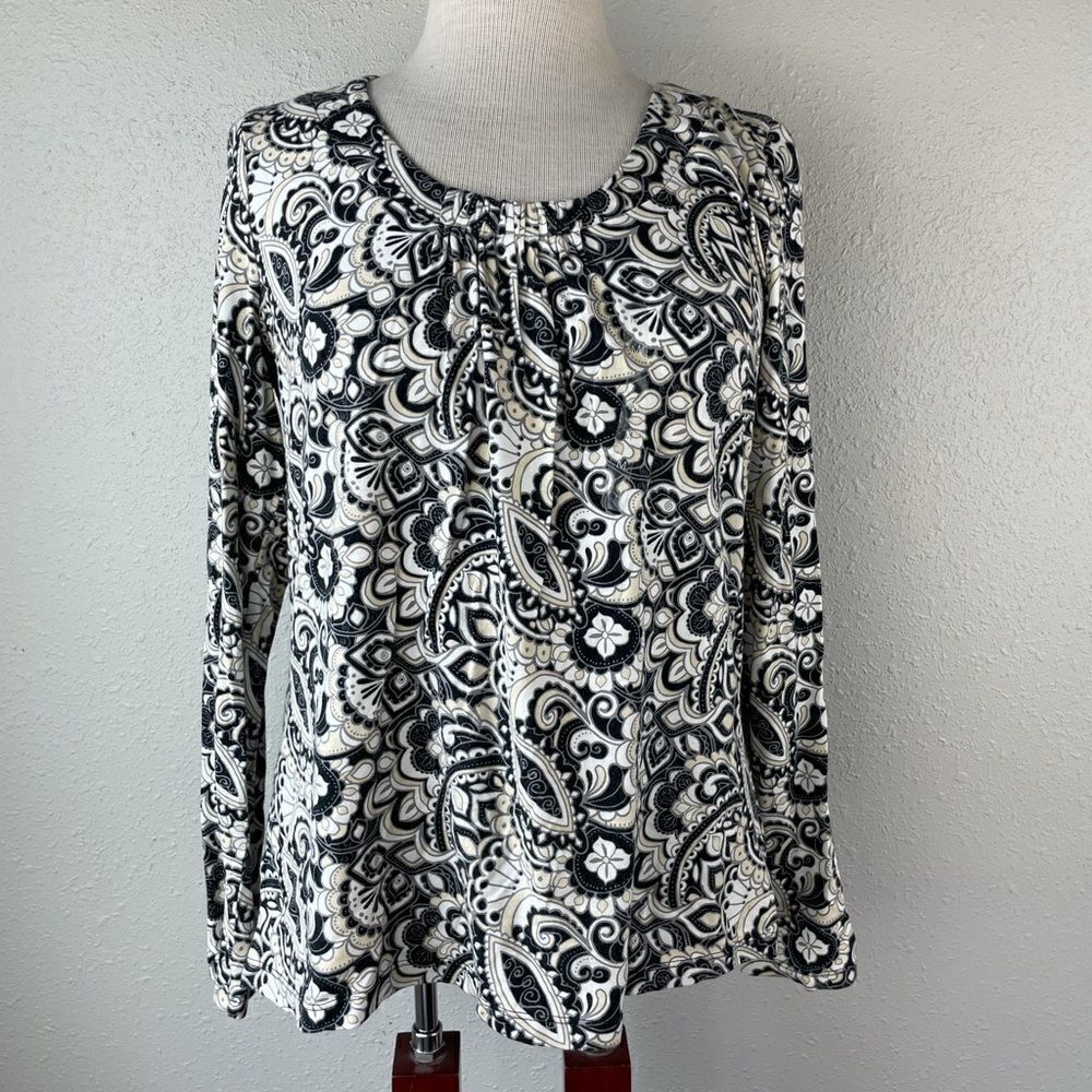 Liz Claiborne Paisley Long Sleev Top Size M EUC